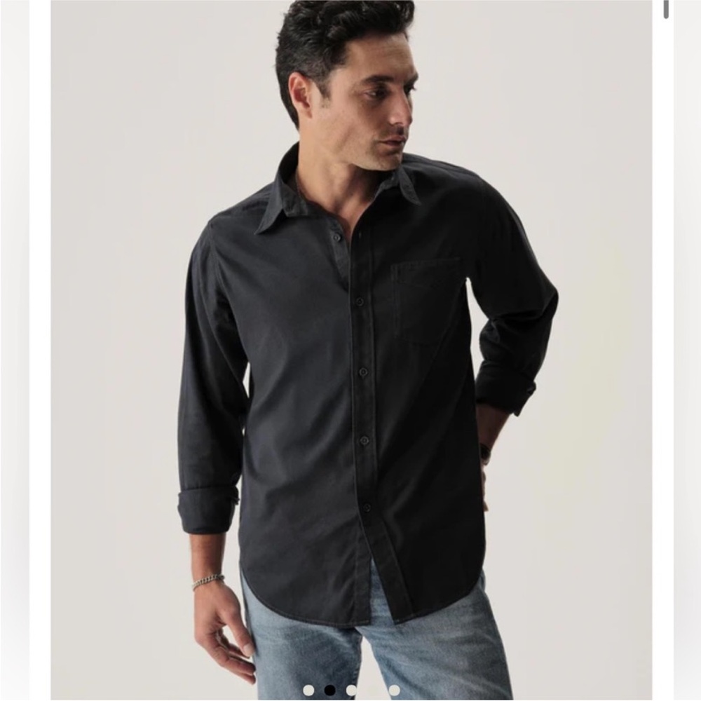 Buck Mason Draped Twill One Pocket Long Sleeve Shirt in Dress Navy